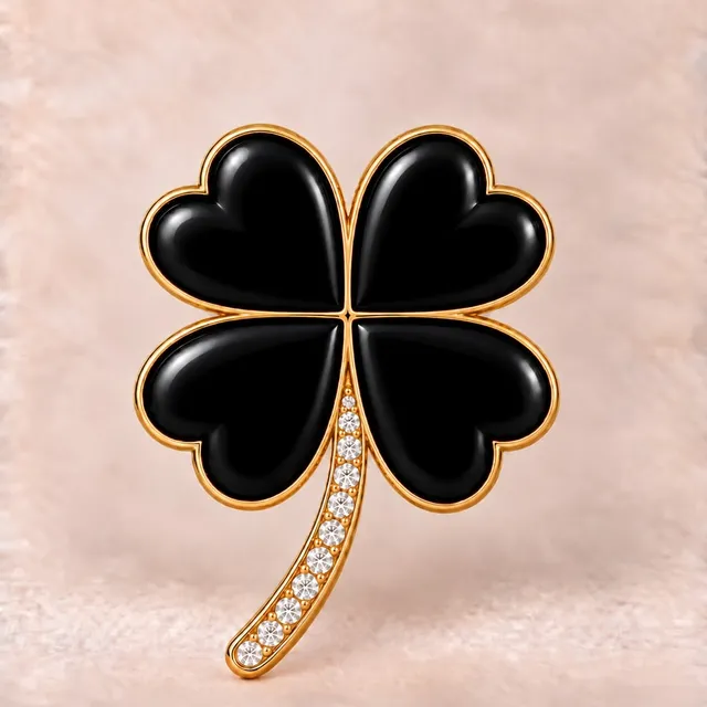 Kleeblatt Anhänger mit Onyx